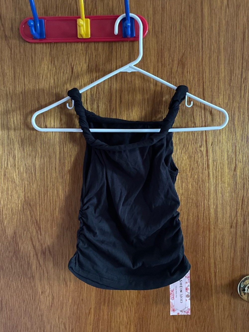 Shein Mod black ruched tank top